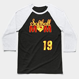 Softball Mom #19 Softball Jersey Favorite Player Biggest Fan Heart Nineteen Baseball T-Shirt